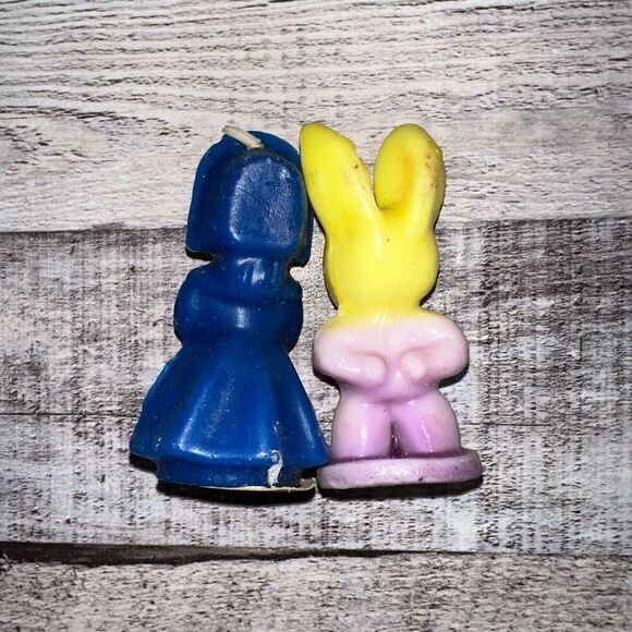 Vintage Gurley Candle Co. Novelty Easter Bunny Rabbit & Pilgrim Girl Candles - Picture 2 of 3